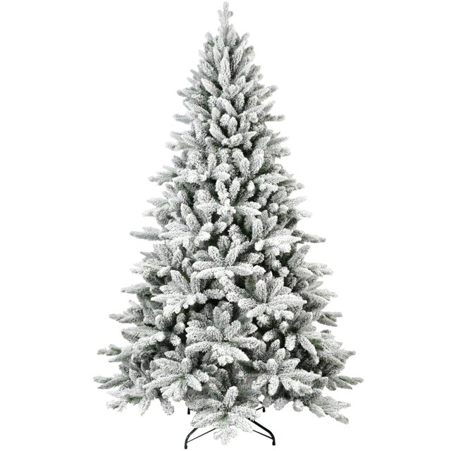5/6/7ft Prelit Artificial Christmas Tree , Snow Flocked Full
