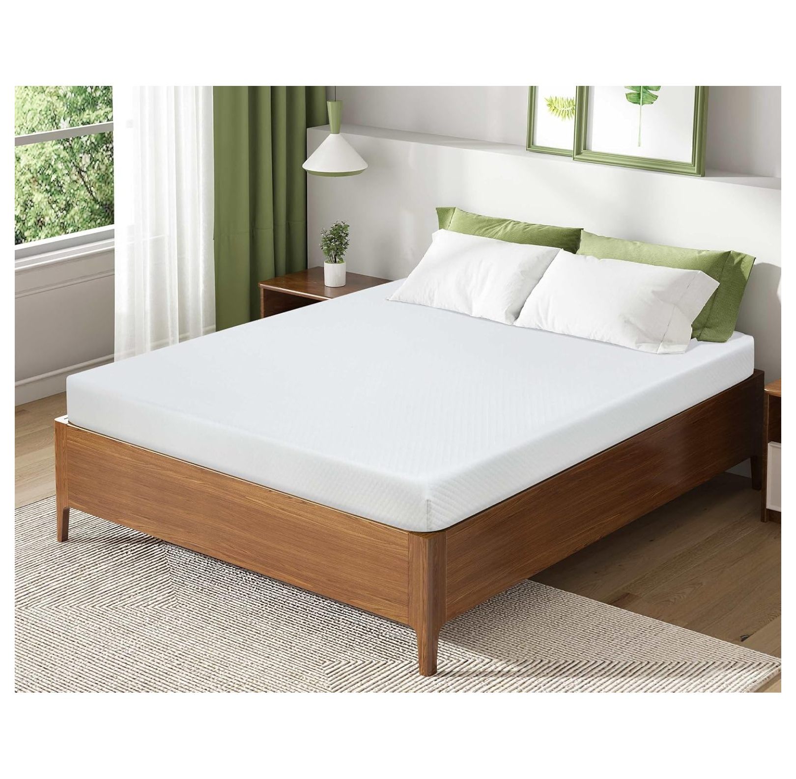 5/6/8/10/12 inch Queen Size Mattress with Cover, Green Tea Cooling Gel