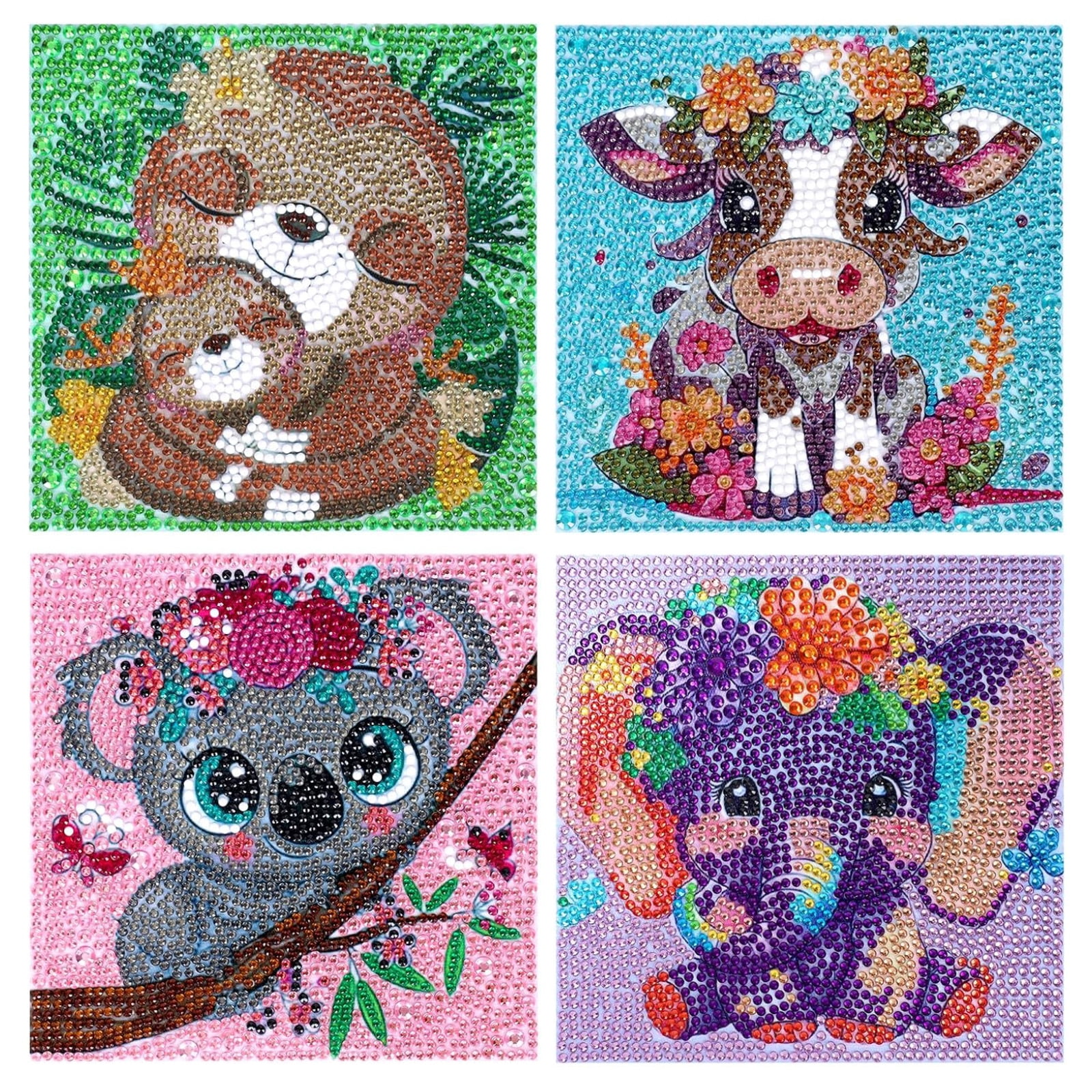 Gifts for 5 6 7 8 Girl Toys: Diamond Painting Kits for Kids Age 8-12 Diamond Art Kit Arts and Crafts for Kids Age 6-8 Girls Crafts Set for Age 4-12 Gem Art Kit for Children Present 4 Packs