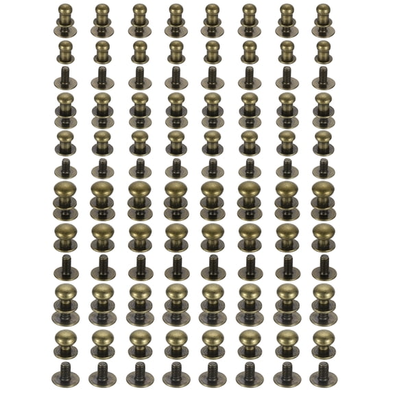 5/6/8/9mm Ball Head Stud Rivets Screw Back, 64Pack Button Nipple Rivet Bronze