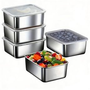 5-Piece Stainless Steel Food Storage Containers with Lids Refrigerator-Safe Containers Storage Boxes Meal Prep Containers Food Storage for Meal Prep, Lunch Boxes, Office Use, Outdoors, Picnics
