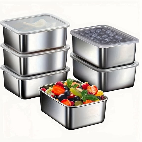 5/6/8-Piece Stainless Steel Food Storage Containers With Sealed Lids, Refrigerator Safe, Perfect For Meal Prep, Lunch, Office, Outdoor And Picnic Use