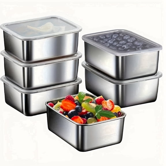 5/6/8-Piece Stainless Steel Food Storage Containers With Sealed Lids, Refrigerator Safe, Perfect For Meal Prep, Lunch, Office, Outdoor And Picnic Use