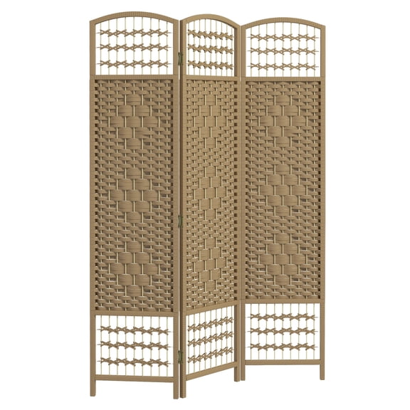 5.6 FT 3-Panel Folding Room Divider Natural Bamboo Woven Privacy Screen with Wooden Frame for Home Bedroom Office
