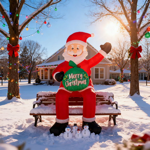 6ft Christmas Inflatable Santa Claus with Built-in LEDs, Blow-up Santa for Xmas,Yard,Garden, Lawn, Indoor, Outdoor, Winter Decor