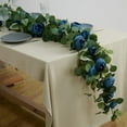 thumbnail image 1 of 5.6 Ft Artificial Eucalyptus Garland with Flowers, Fake Rose Peony Garland, Faux Floral Garlands for Wedding Spring Home Party Craft Art Table Runner Decor (Blue), 1 of 8