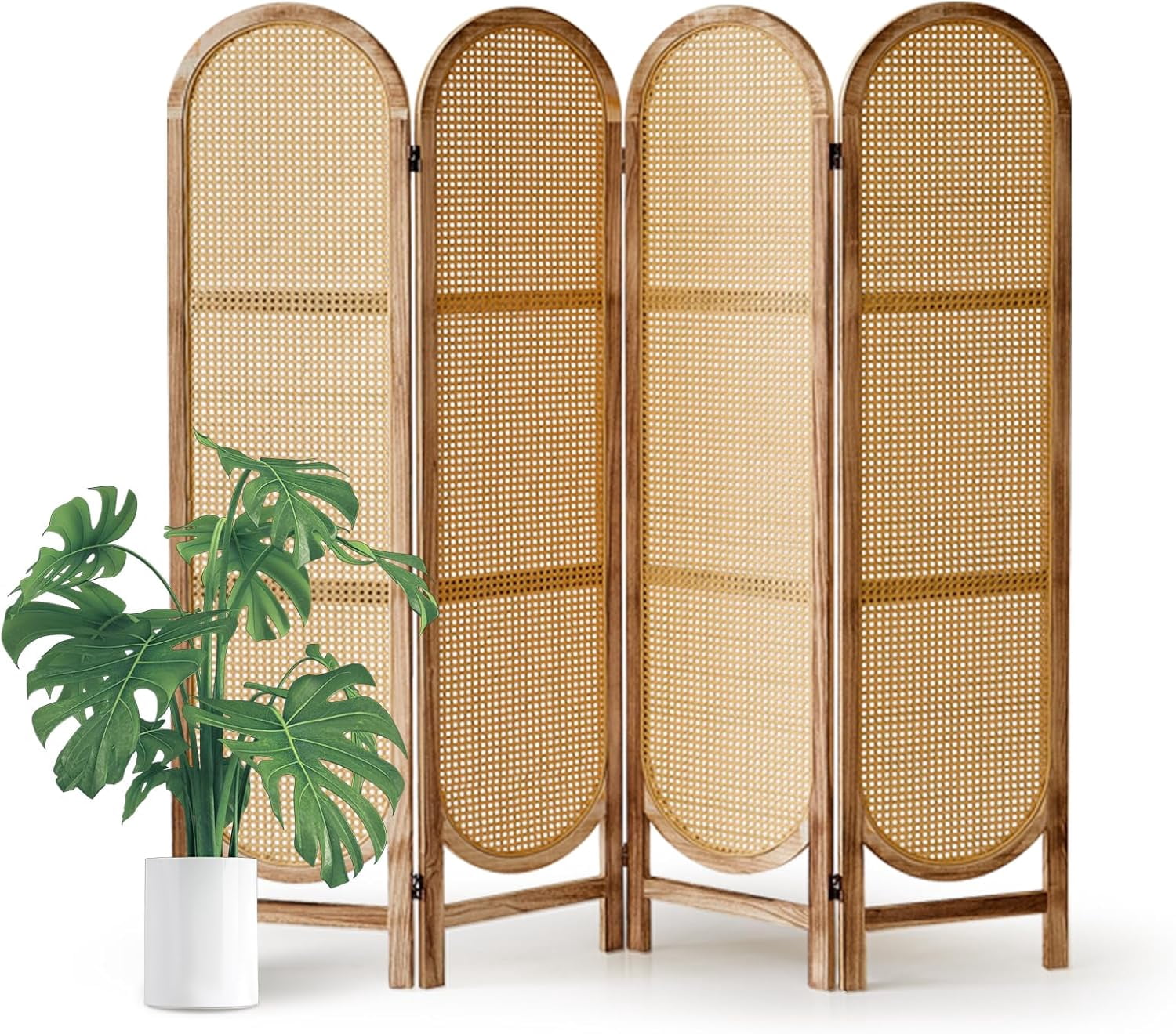 Pfoldable Divider 5.6 Ft Room Divider 4 Panel, Folding Privacy Screen, Rattan Room ...