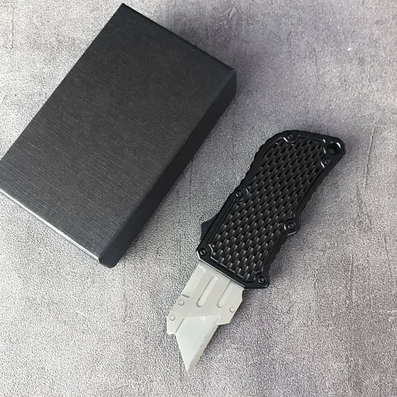 5.6'' EDC Knife Utility Knife, Box Cutter Retractable Heavy Duty, Aluminium Knife with Clip, Aluminium Handle with 5 Utility Knife Blades