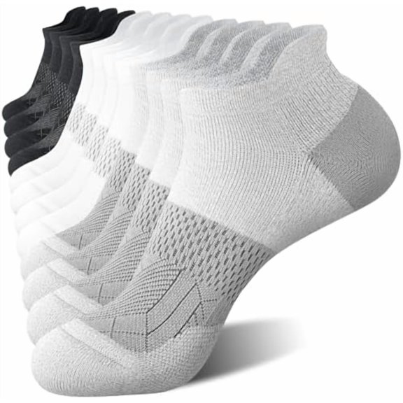 5-6 Pairs Ankle Running Socks for Women Athletic Cushioned Low Cut Tab Sports Socks