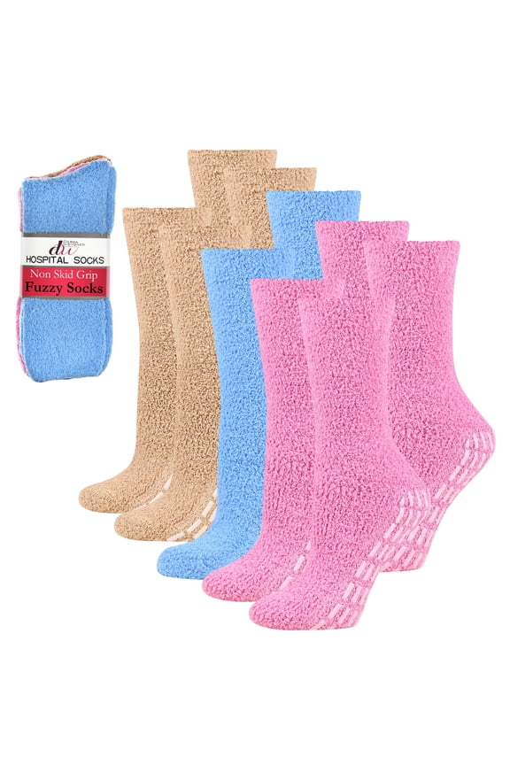 Men’s and Women’s Hospital Socks, Non-Slip Grip Design, 5/6 Pairs