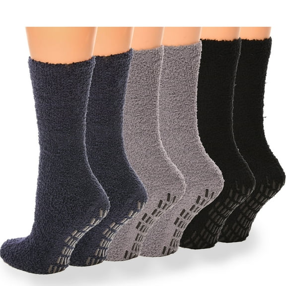 5/6 Pairs Non-slip Hospital Socks Fuzzy Slipper Grip Socks For Women Men…