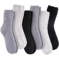 thumbnail image 1 of 5 /6 Pairs Womens Fuzzy Slipper Socks Super Soft Microfiber Fluffy Cozy Winter Warm Fuzzy Crew Socks, 1 of 6