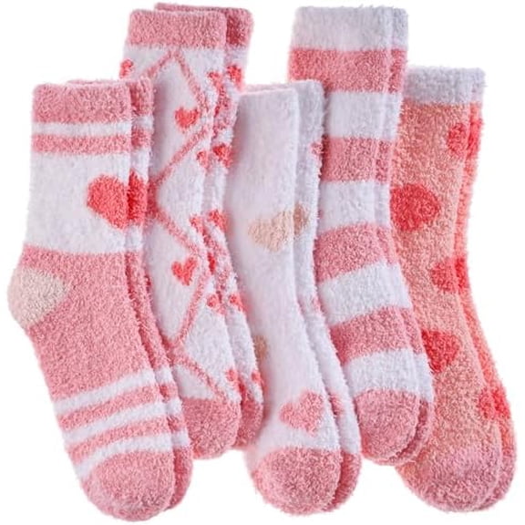 5/6 Pairs Womens Super Soft Fuzzy Plush Warm Winter Home Sleeping Slipper Socks