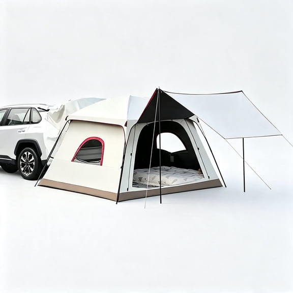 5/6 Person SUV Tent for Camping, SUV Tailgate Tent with Vehicle Connection Tunnel, Awning Porch, Easy Set Up, Includes Rainfly and Storage Bag, Weather Resistant Portable for Car SUV Van Camping
