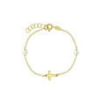 thumbnail image 1 of 5-6" Polished Cross Baby/Toddler Bracelet Freshwater Cultured Pearl - 14k Gold, 1 of 5