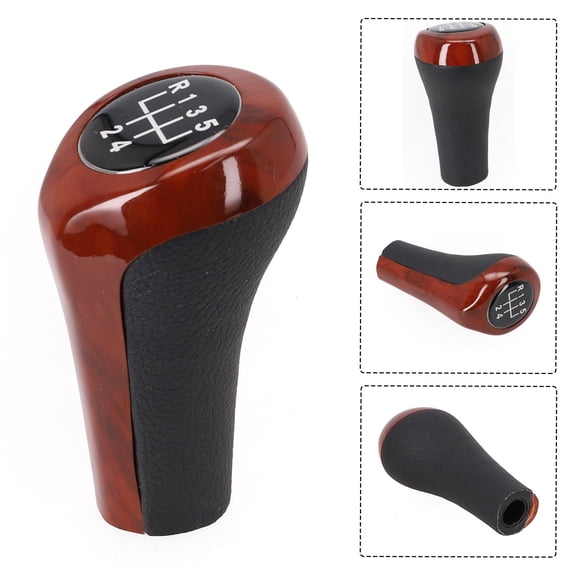 5/6 Speed Wood Grain Leather Gear Shift Knob for 1 3 5 6 7 Series X1 X3 X4 X6 Z3 Z4, Fits E30 E36 E39 E46 E53 E84 E83 E85 E86 E90 E91 E92 E93 F20 F25 F26(5Speed)