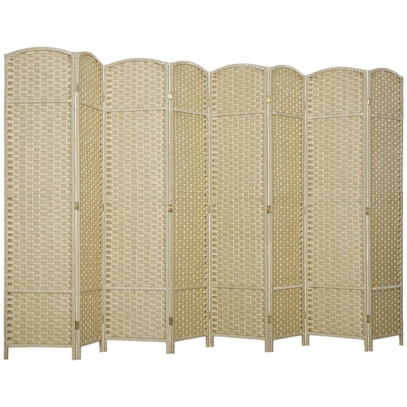 5.6' Tall 8-Panel Folding Room Divider, Freestanding Privacy Screen for Home Office & Bedroom, Beige Partition