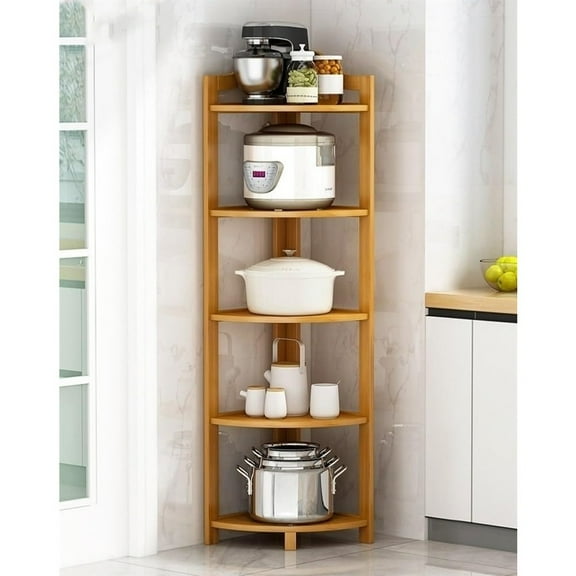 5/6 Tier Corner Shelf, 51.2 Inch/62.2inch Tall Corner Bookshelf Small Bookcase Rustic Corner Shelving Unit Storage Rack for Living Room, Home Office, Kitchen, Small Space