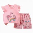 thumbnail image 1 of 5-6 Years Baby Long Sleeve Pajama Sets, Toddler Boy Girl -Piece Sleepwear Flying Sleeve Top Shorts Set for 0 6 12 18 24 M 1t 2t 3t 4t 5t 6t Pajamas & Dailywear Set Red, 1 of 4
