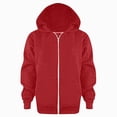 thumbnail image 1 of 5-6 Years Child Boys Girls Zipper Sweatshirt Hoodies Soft Full Zip Hooded Sweatshirts For Teens Kids Unisex Red Hoodie, 1 of 4
