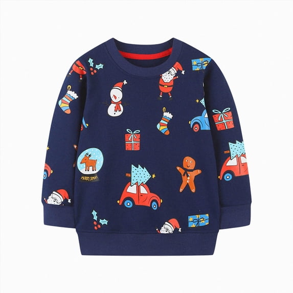 5-6 Years Child Girls Boys Round Neck Sweatshirtst Printed Long Sleeved Top Y2k Oversized Hooded Sweatshirtst 1T 2T 3T 4T 5T 6T 7T 8T 9T Dark Blue Pullovers