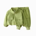 thumbnail image 1 of 5-6 Years Child Girls Trousers Set Long Sleeve Two Piece Outfit, Spring Autumn Casual Wear Zipper Jacket Pants Two Piece Set 6-12 Months 12-24 Months 2T 3T 4T 5T 6T 7T Set, 1 of 5