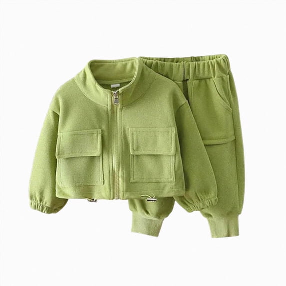 5-6 Years Child Girls Trousers Set Long Sleeve Two Piece Outfit, Spring Autumn Casual Wear Zipper Jacket Pants Two Piece Set 6-12 Months 12-24 Months 2T 3T 4T 5T 6T 7T Set