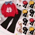 thumbnail image 1 of 5-6 Years Child Toddler Clothes for Baby Girls Long Sleeve Sweatshirt Pants Girls Warm Fall Winter Pajama Set Outfits Set Patchwork Long Sleeve Sweatshirt Pants, 1 of 8