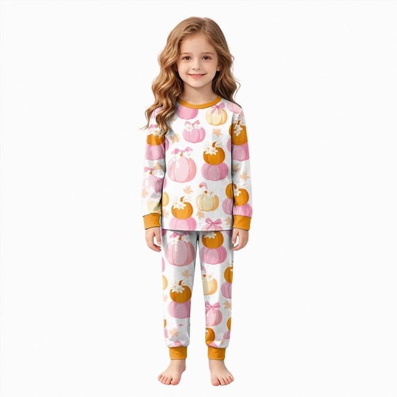 5-6 Years Girls Halloween Print Long Sleeved Homewear Two Piece Set Toddler Halloween Pajamas Girl Cute Pajamas For Girls