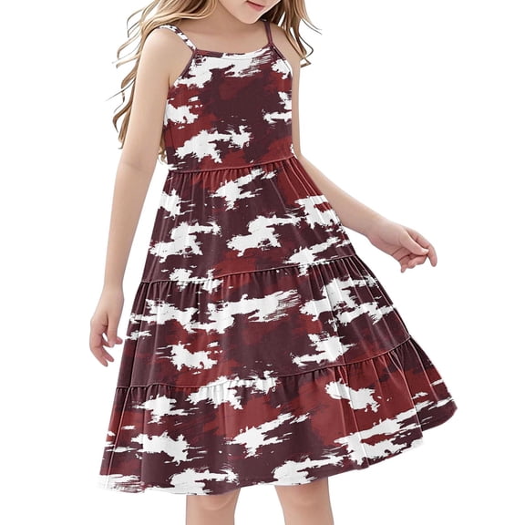 5-6 Years Kid Camouflage Cotton Girls Dresses Summer Girl Clothes