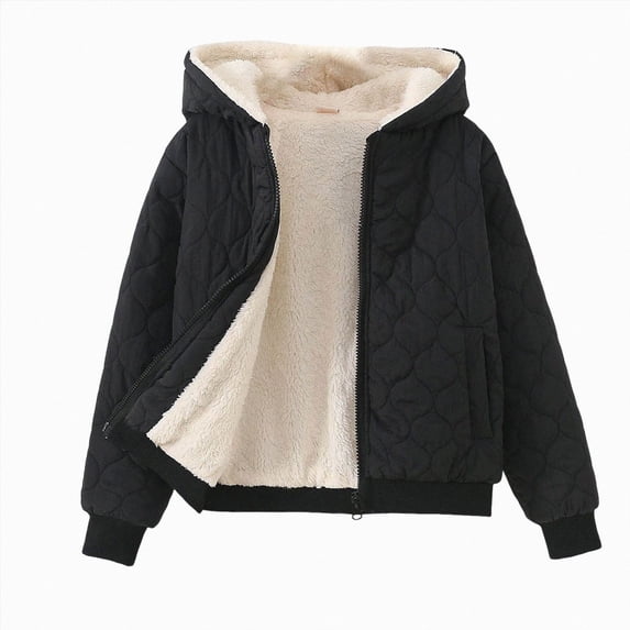 5-6 Years Little Boys Quilted Hooded Jacket Fleece Lined Zip Up Lightweight Padded Coat