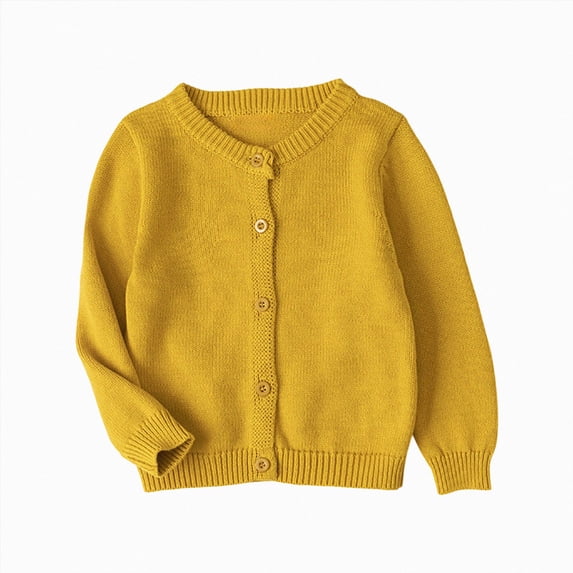 5-6 Years Toddler Girls Ribbed Knit Cardigan Long Sleeve Button Down Sweater Coat