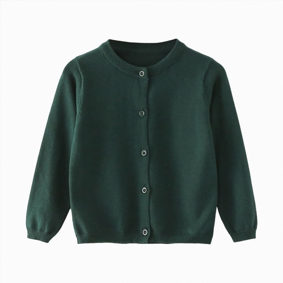 5-6 Years Toddler Sweaters Baby Boys Girls Cardigan Sweatshirt Cotton Button Up Knit Long Sleeve Jacket Fall Tops Dark Green Cardigan Sweater