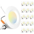 5/6 inch 5CCT LED Recessed Lighting 16 Pack, Smooth Trim, Dimmable, IC