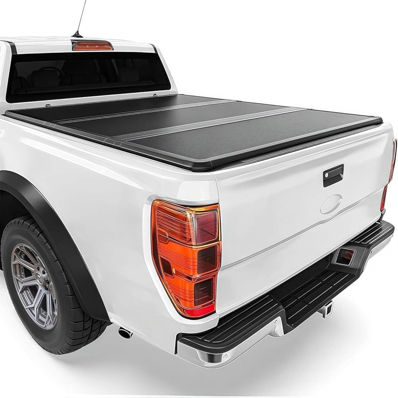 5' (61") Hard Folding Truck Bed Tonneau Cover for 2019-2026 Ford Ranger 5ft Bed | Locking | Solid & Waterproof & Fiberglass | No Drilling Required | Not Compatible with Cargo Management Rails