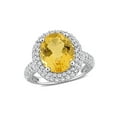 thumbnail image 1 of 5.64 Carat (Ctw) Citrine and White Topaz Halo Ring in Sterling Silver for Women, 1 of 6