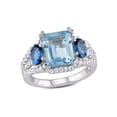thumbnail image 1 of 5.65 Carat (Ctw) Blue Topaz Three Stone Ring in Sterling Silver, 1 of 5