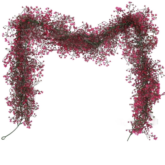5.6FT Artificial Fall Willow Vine Garland, Flexed Faux Hanging Plant for Mantel, Fireplace, Doorway, and Table Runner, Autumn & Halloween Home Decor,Hot Pink