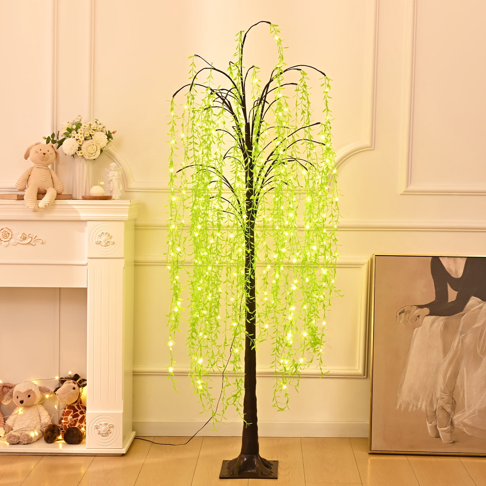5/6FT LED Willow Floor Lamp - Lighted Artificial Tree for Indoor ...