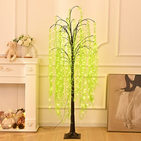 5/6FT LED Willow Floor Lamp - Lighted Artificial Tree for Indoor/Outdoor Decor - Perfect for Holidays, Weddings & Ambient Lighting