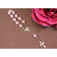 thumbnail image 1 of 5" 6MM Round Glass Beads Rosary Pink/Silver (12 Pieces), 1 of 1