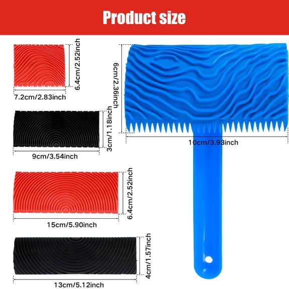 5/6Pcs Wood Graining Tool Professional Wood Grain Patterns Paint Tool Set Rubber Wood Grain Painting Roller with Handle for Wall