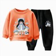 thumbnail image 1 of 5-6T Boys Girl Clothes Set Crewneck Sweatshirt Long Sleeve Tops + Jogger Pants Fall Winter Outfits 3T 4T 5T 6T 7T 8T 9T 10T Kids Orange Outfits, 1 of 7