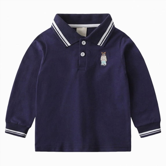 5-6T Little Kids Boys Long Sleeve Tops Shirts Classic Striped Contrast Button Fall Winter Clothes Loose Fit 2T 3T 4T 5T 6T 7T Children