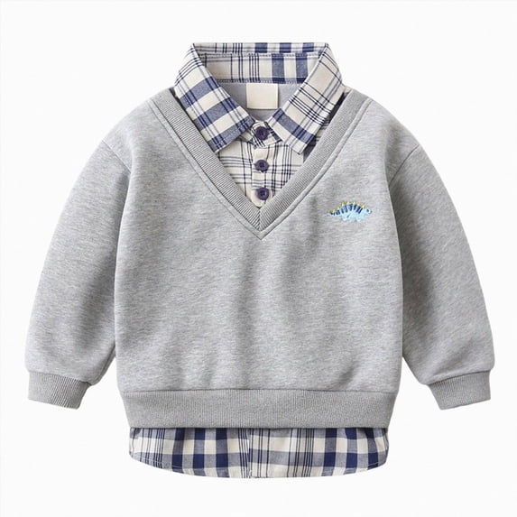 5-6T Little Kids Boys Shirts Long Sleeve Button Tops Fall Winter School Casual Clothes Layered Look for 12 18 24 Months 2T 3T 4T 5T 6T Little Kids