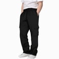thumbnail image 1 of 5-6T Toddler Kids Boys Warm Wide Leg Sweatpants Elastic Drawstring Waist Baggy Open Leg Pants Solid Color Multi Pockets Casual Winter Daily Wear 3t 4t 5t 6t 7t Toddler Boys Winter Pants,Black, 1 of 7