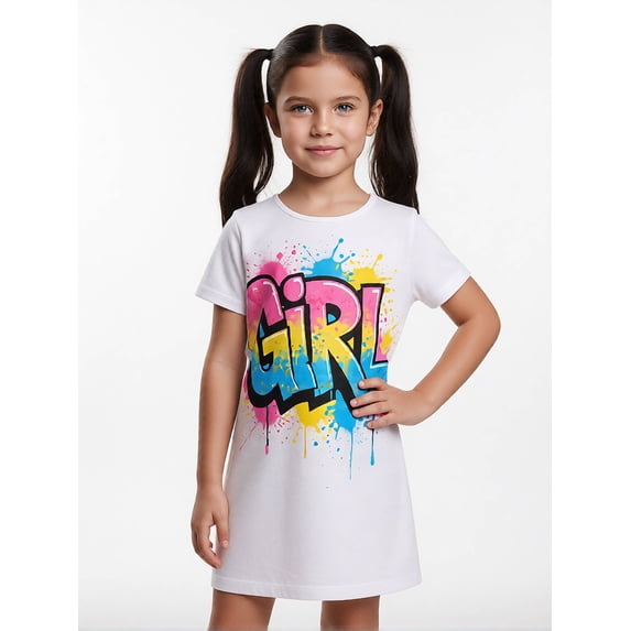 Girls Soft Dress Regular-Fit Short Sleeve Casual Chic Summer Dress Pull-On for Tween Girls Age 8-13 Comfy Outfit