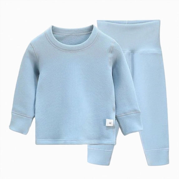5-6Years Child Boys Solid Thermal Underwear Set,Long Sleeve Top and Pants,Soft Warm Base Layer for Boys