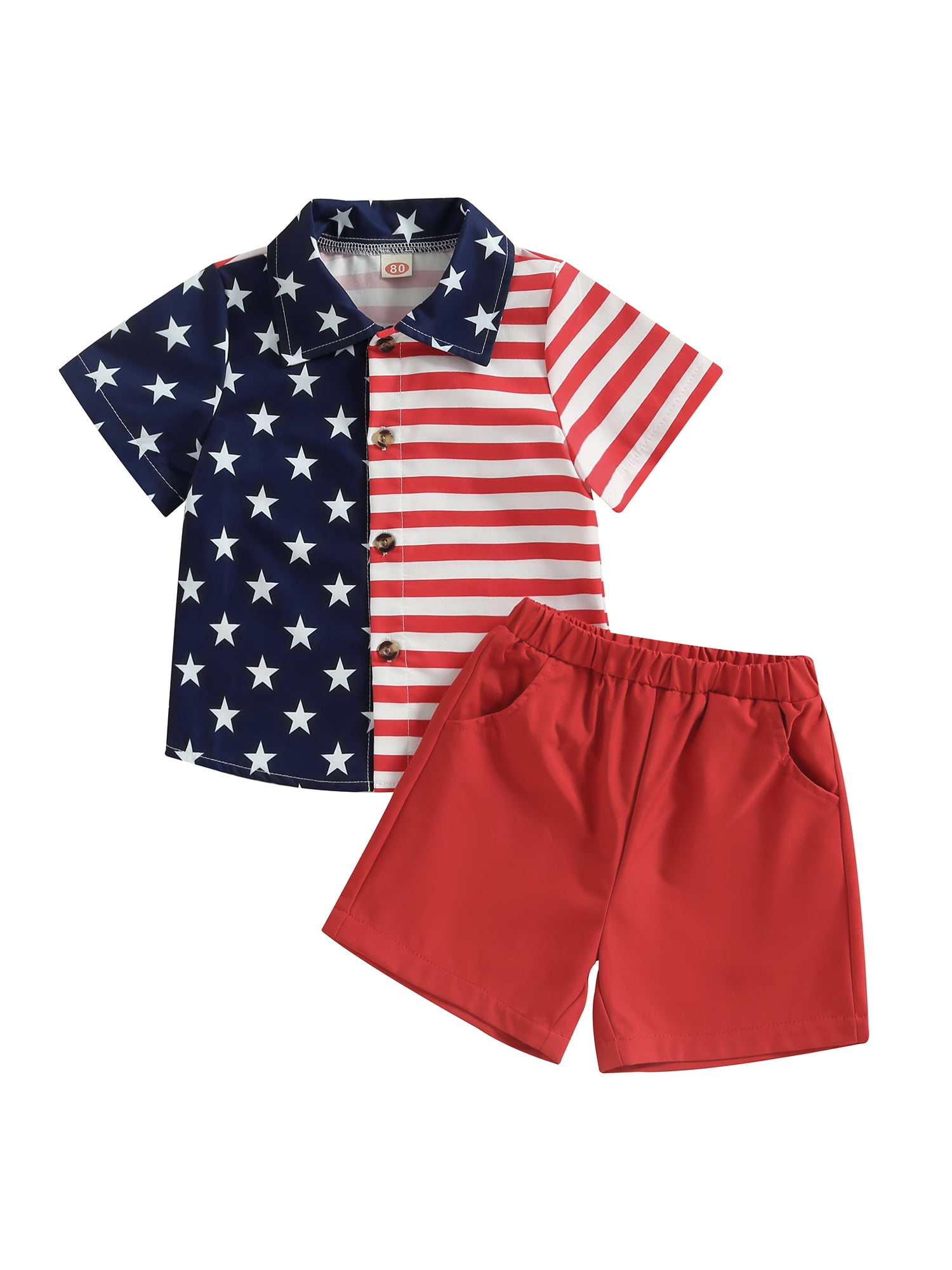 56Years Toddler Boy 4th of July Outfits Kids Short Sleeve Stars and