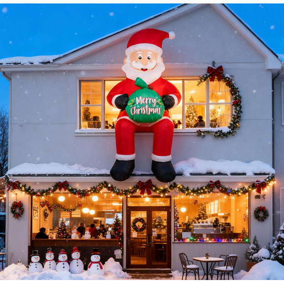 6ft Blow up Santa Claus Inflatable Christmas Decoration with LED Lights for Xmas Party Indoor, Outdoor, Yard, Garden, Lawn, Quick Air Inflated